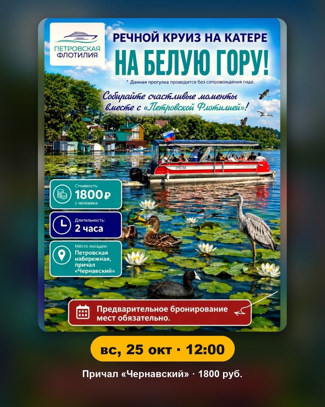 Речной круиз на Белую гору